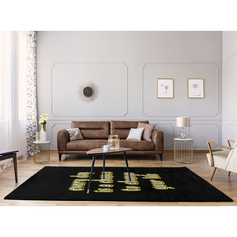 Tapis de poly-chenille style tableau noir change your life quote, Rectangle 8 pi x 10 pi