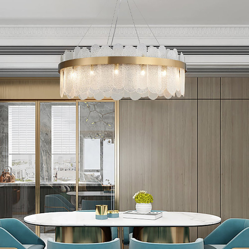 Aarzish Chandelier Modern Round Clear Glass Chandelier,  27cm H x 40cm W x 40cm D, 6