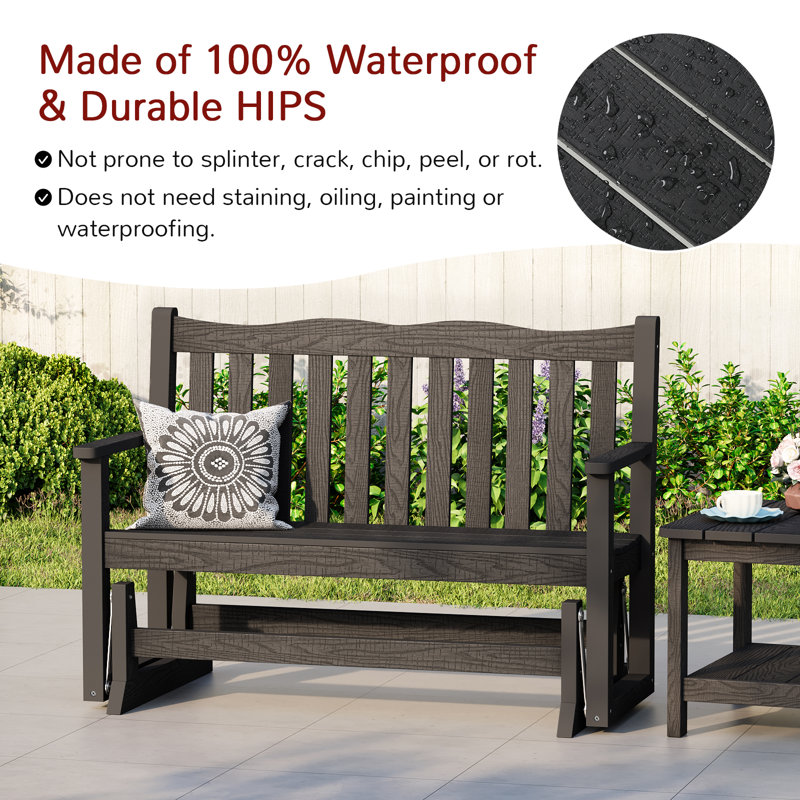 Banc oscillant d'extérieur 49,21 po, Noir