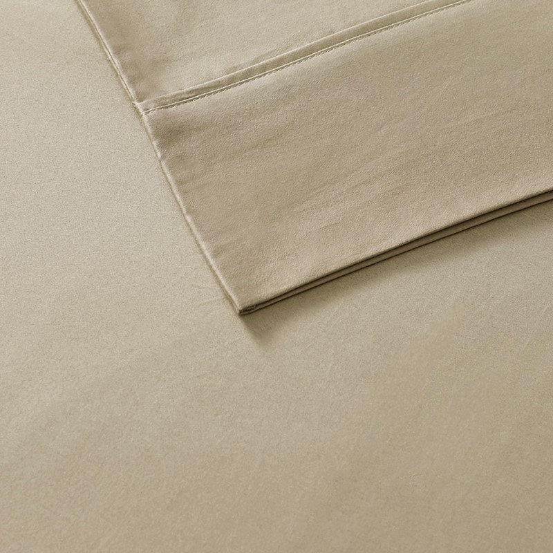 Ensemble de draps en satin de coton, Kaki, Ensemble literie pour lit simple
