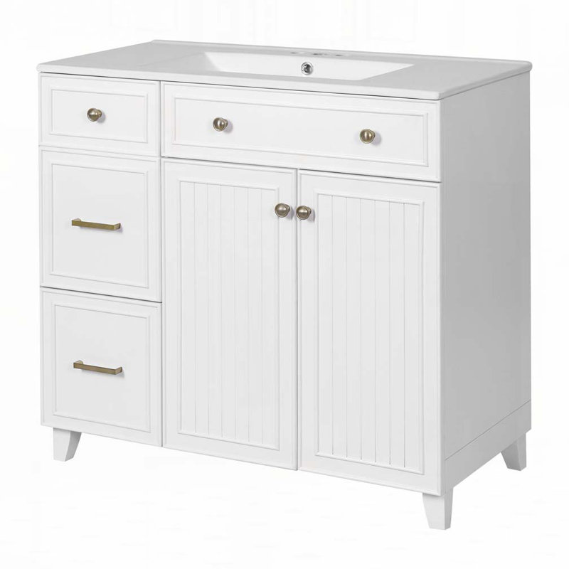 Bathroom Vanity with Ceramic Sink, White