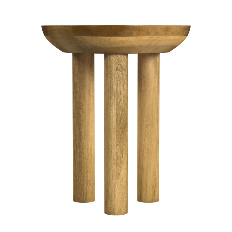 Ebern Designs Mango Wood 3-Leg Side Table, Natural