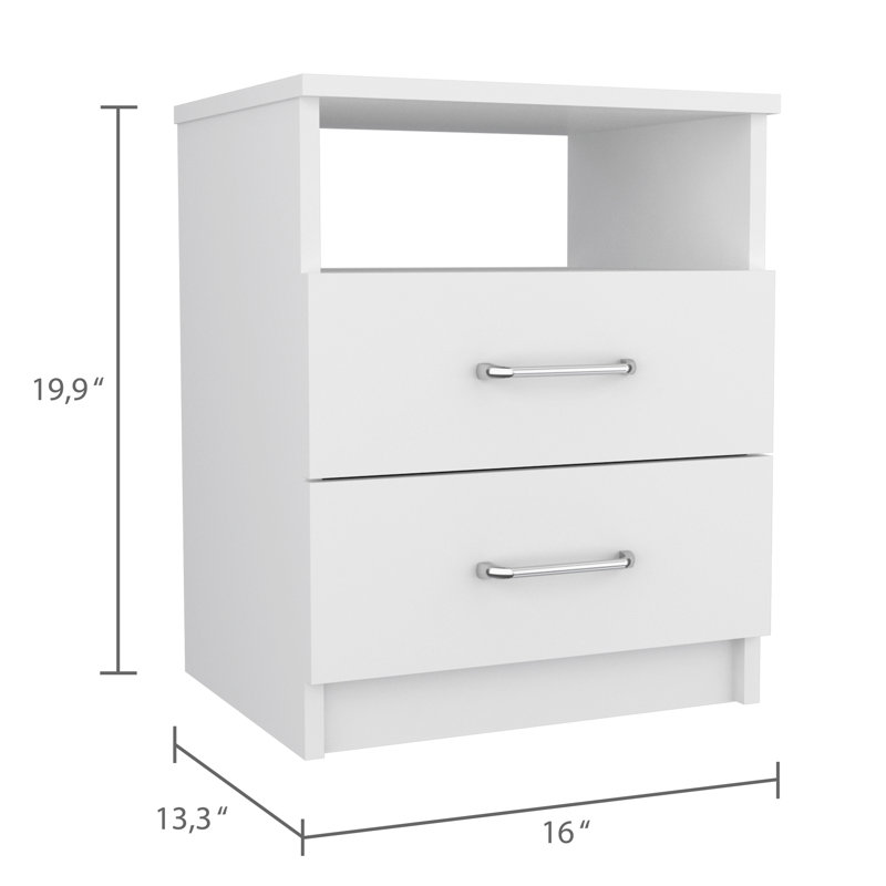 2-Drawer 1-Shelf Rectangle Nightstand