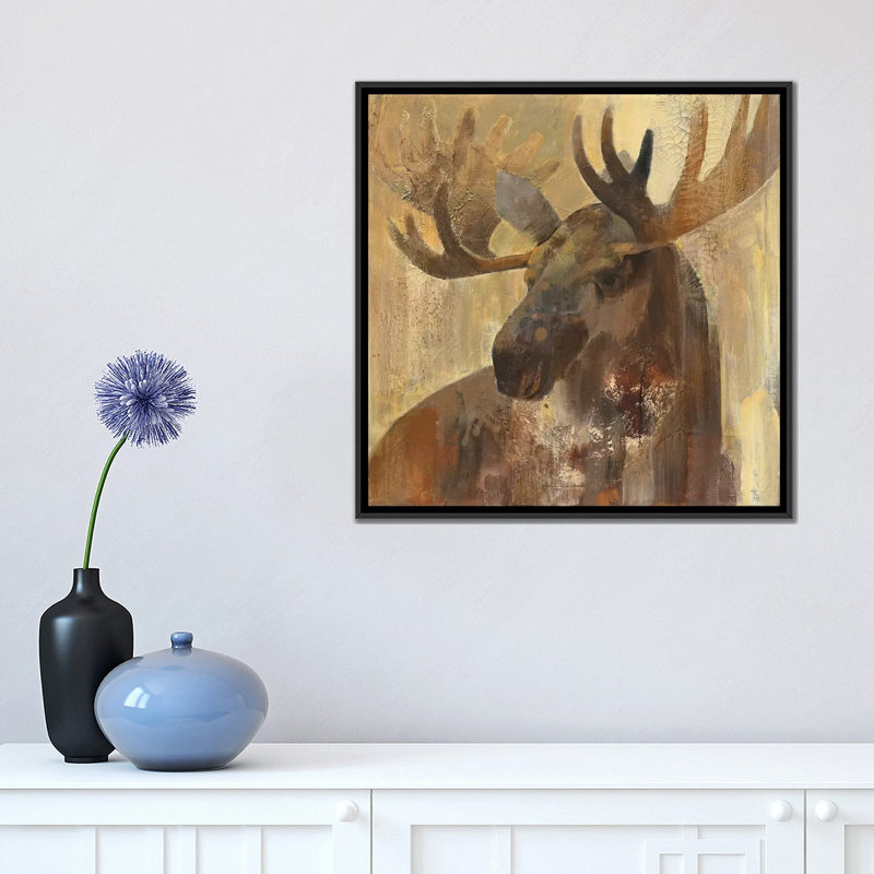 "into wild ii" , reproduction d’art sur toile tendue, H 37 po x l 37 po x P 1,5 po, Toile avec cadre noir, Pas de tapis