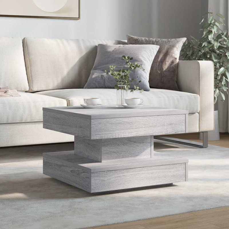 Coffee Table with Storage, 34.5" H x 50" L x 50" W, Grey 