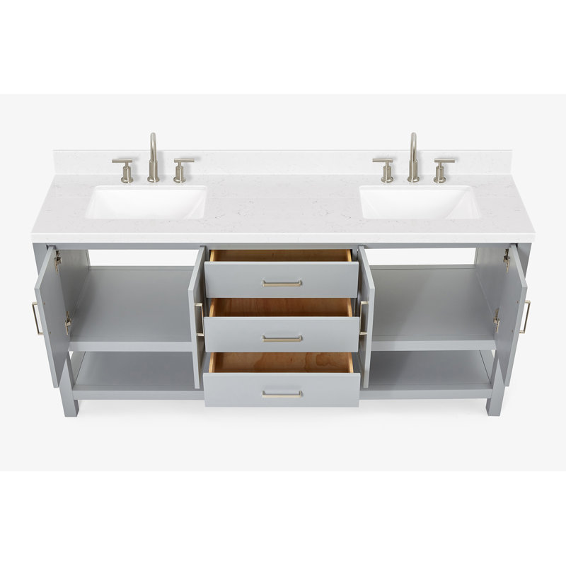 ARIEL Magnolia 72 Double Bathroom Vanity with Top, Rectangular, Gray