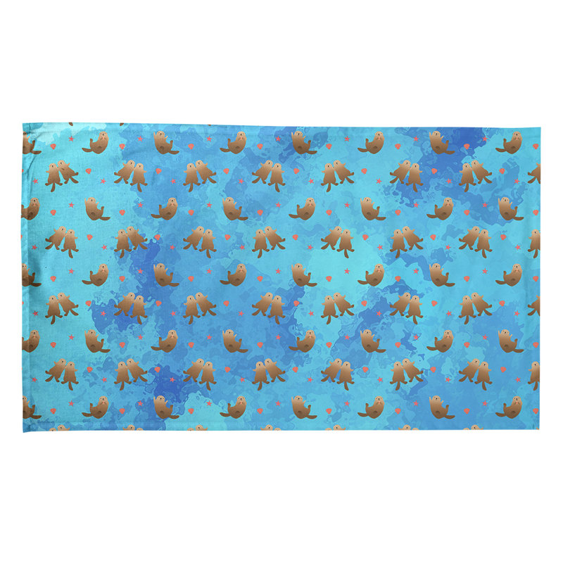 Serviette de thé à motif sea panneaux, Bleu, Polyester sergé