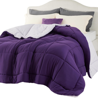 Bedsure King Color Block Quilted Duvet Insert – Purple & Pale Purple, Down Alternative, All-Season