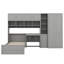 Lit plateforme simple avec tablettes de rangement, bureau et éclairage à DEL, lit plateforme en bois avec armoires, tiroirs et garde-robe-901698174