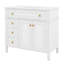 Meuble-lavabo en bois 36 po avec lavabo, ensemble de meuble-lavabo autoportant avec tiroir basculant, 3 tiroirs et 2 portes-1388013274