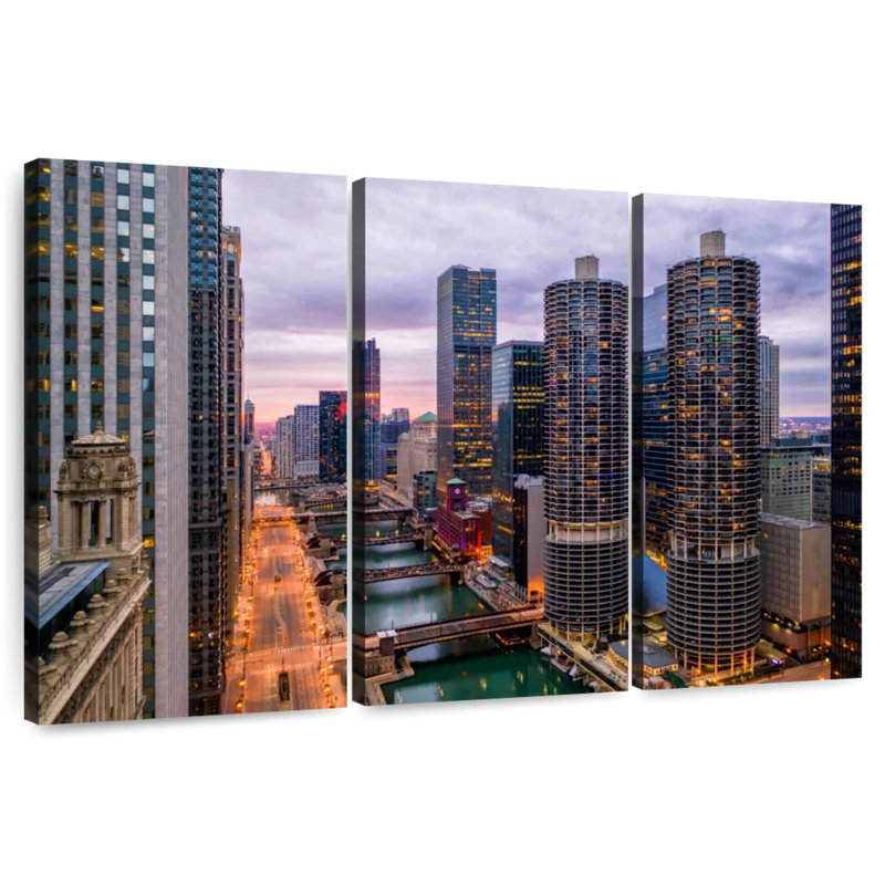 Vue sur la rivière Sirpi Chicago Riverwalk, H 28 po x l 45 po
