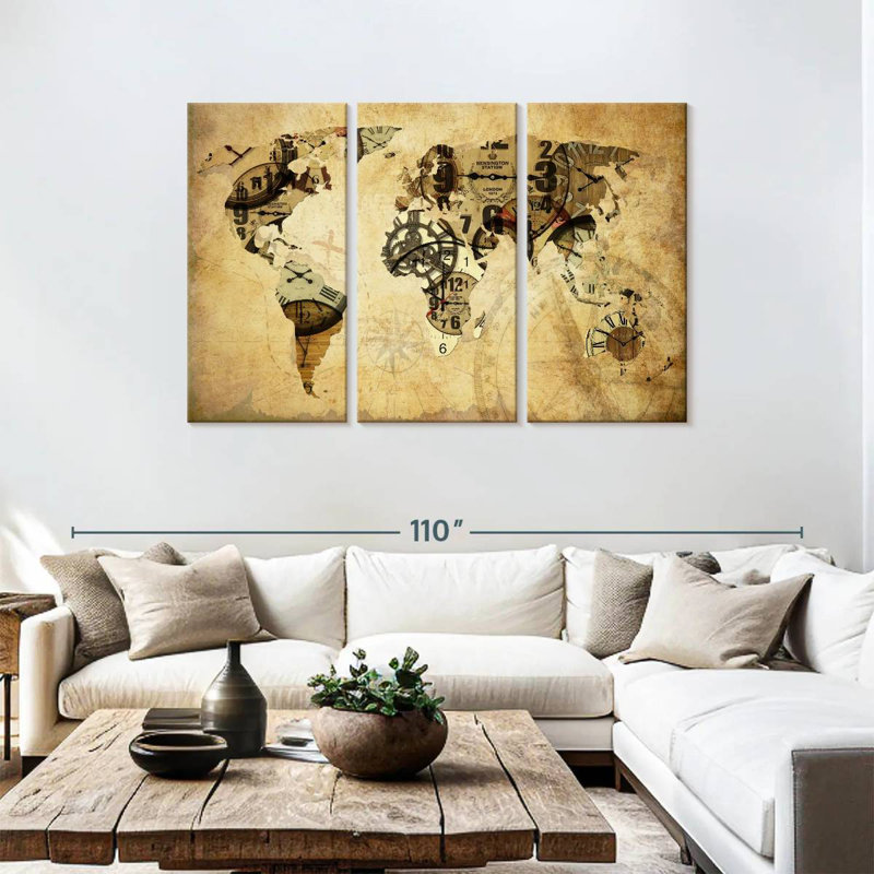 Aliaz Time World Map, 48" H x 74" W