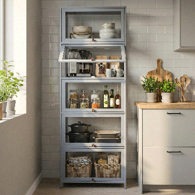 67.5" H x 23" W 5-Tier Acrylic Display Cabinet With Flip Up Door, Curio Cabinet Collection Storage Showcase Organizer