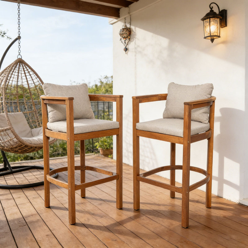 Ensemble de tabourets d'extérieur, Teck