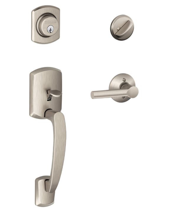 Greenwich Handleset with Deadbolt And Door Lever And Rosette, Matte Black