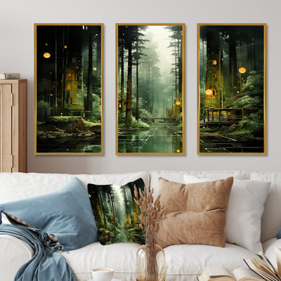 Green Echos Of Wilderness - Factories Wall Art Set