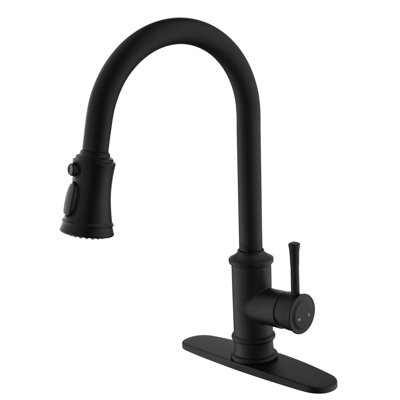 Single Handle High Arc Pull Out Kitchen Faucet With Down In Matte Black, Stainless Steel, Listed, 1.8 Gpm Flow Rate, Easy To Install And Operate Black Faucet, Flow,