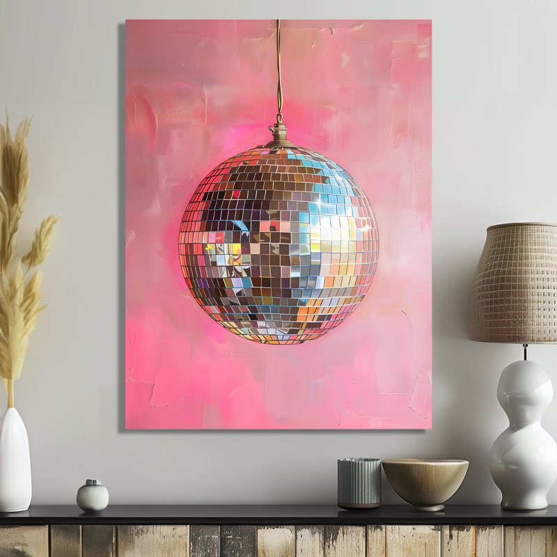 Glittering Disco Ball - Cowgirls, reproduction d'art murale, H 20 po x l 12 po x P 1 po, Toile tendue