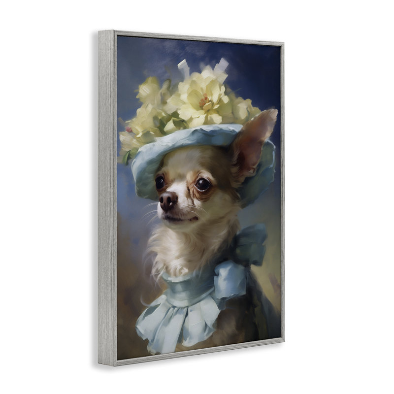 Chien avec un chapeau tendance, estampe numérique, design par Wumples, H 24 po x l 16 po, Estampe numérique Farmhouse