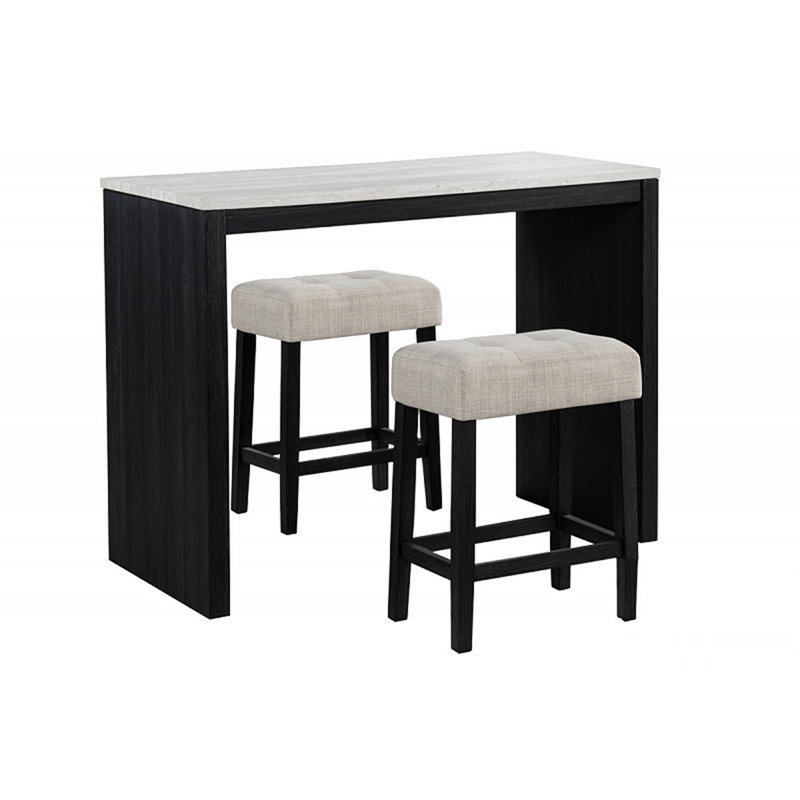 47 po Table de salle à manger à hauteur de comptoir en faux marbre (siège pour 2 personnes), table de bar avec cadre en bois