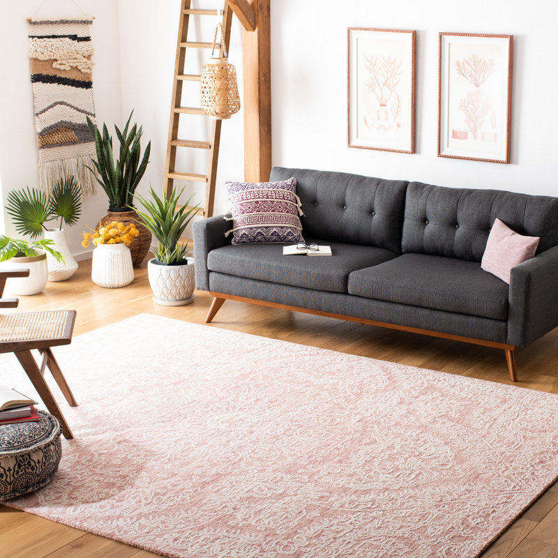 Tapis uni en laine et en coton touffeté à la main Humansville, Rectangle 4pi x 6 pi