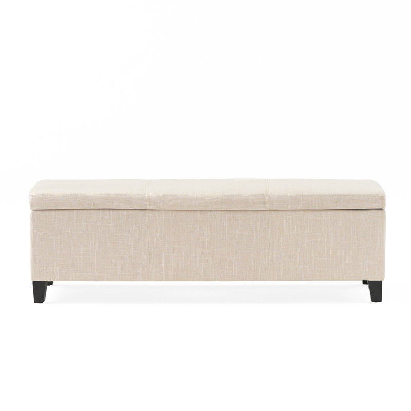 Modern Fabric Upholstered Storage Bench, Light Beige
