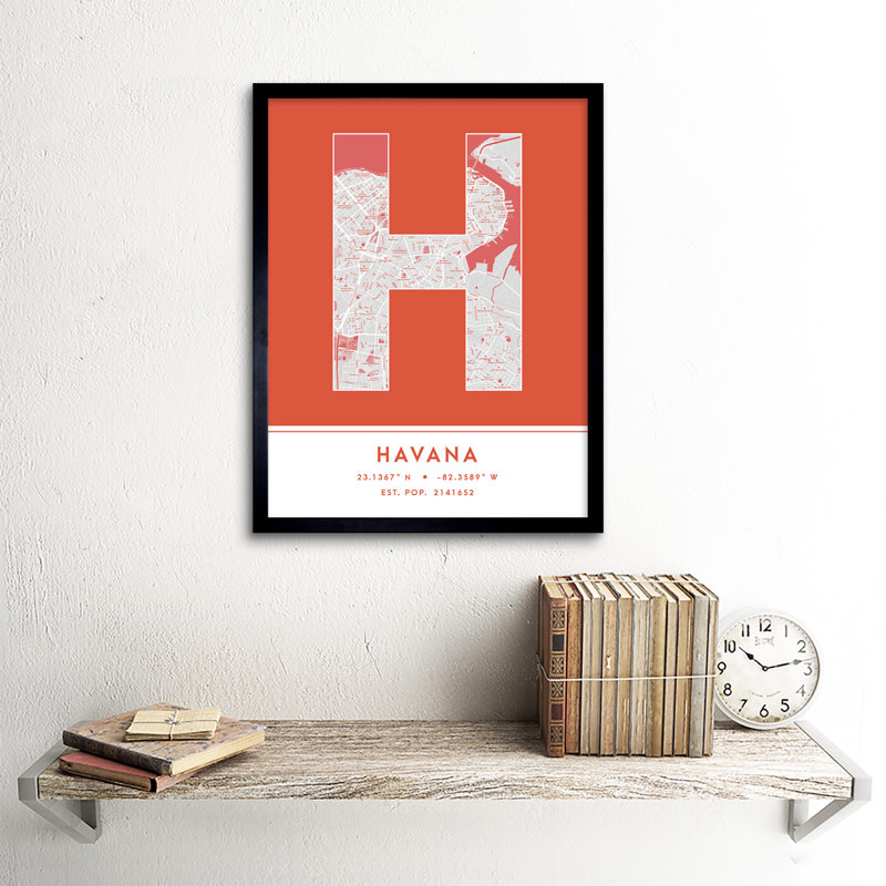 Havana Cuba City Map - Single Picture Frame Typography