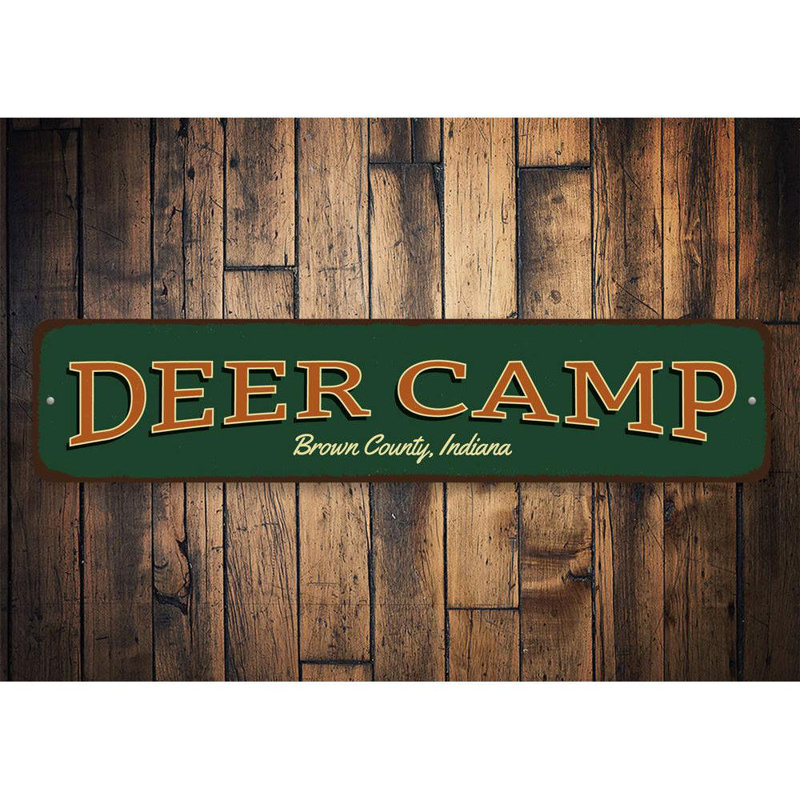 Enseigne en aluminium personnalisée Deer Camp, H 4 po x l 18 po x P 0,04 po