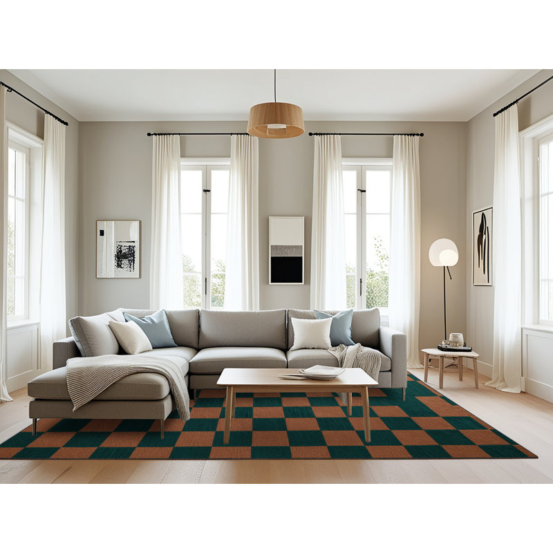 Tapis botanique brun lavable à la machine, Rectangle 6 pi x 9 pi