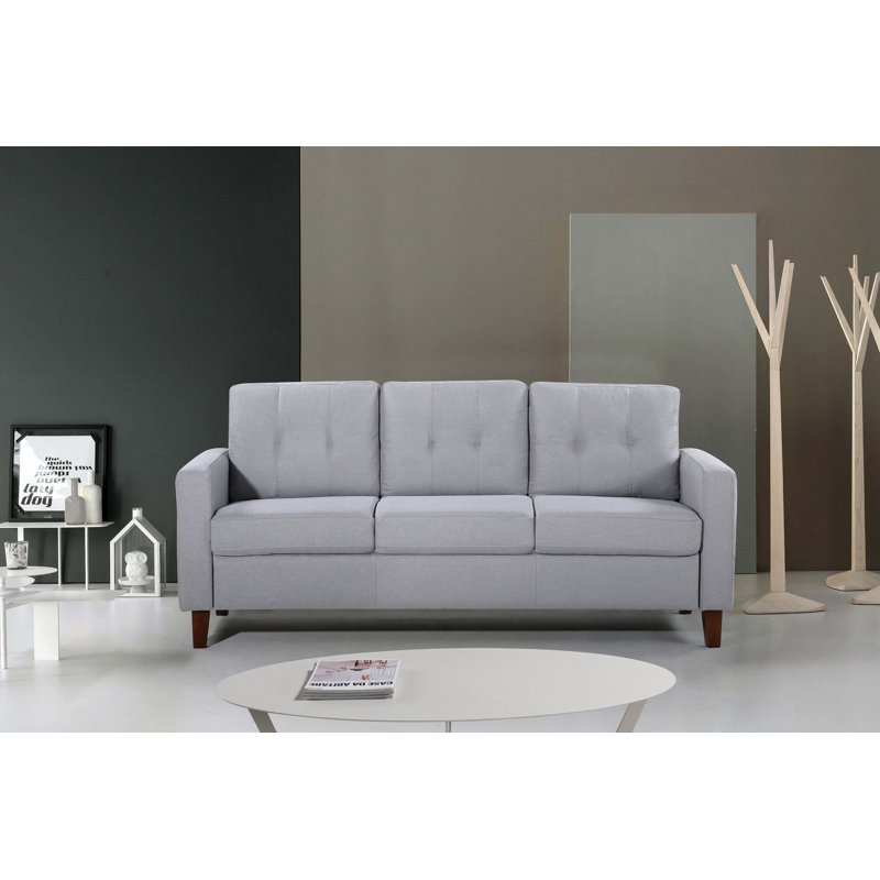 Rossetti 76.77'' Upholstered Sofa, Light Gráy