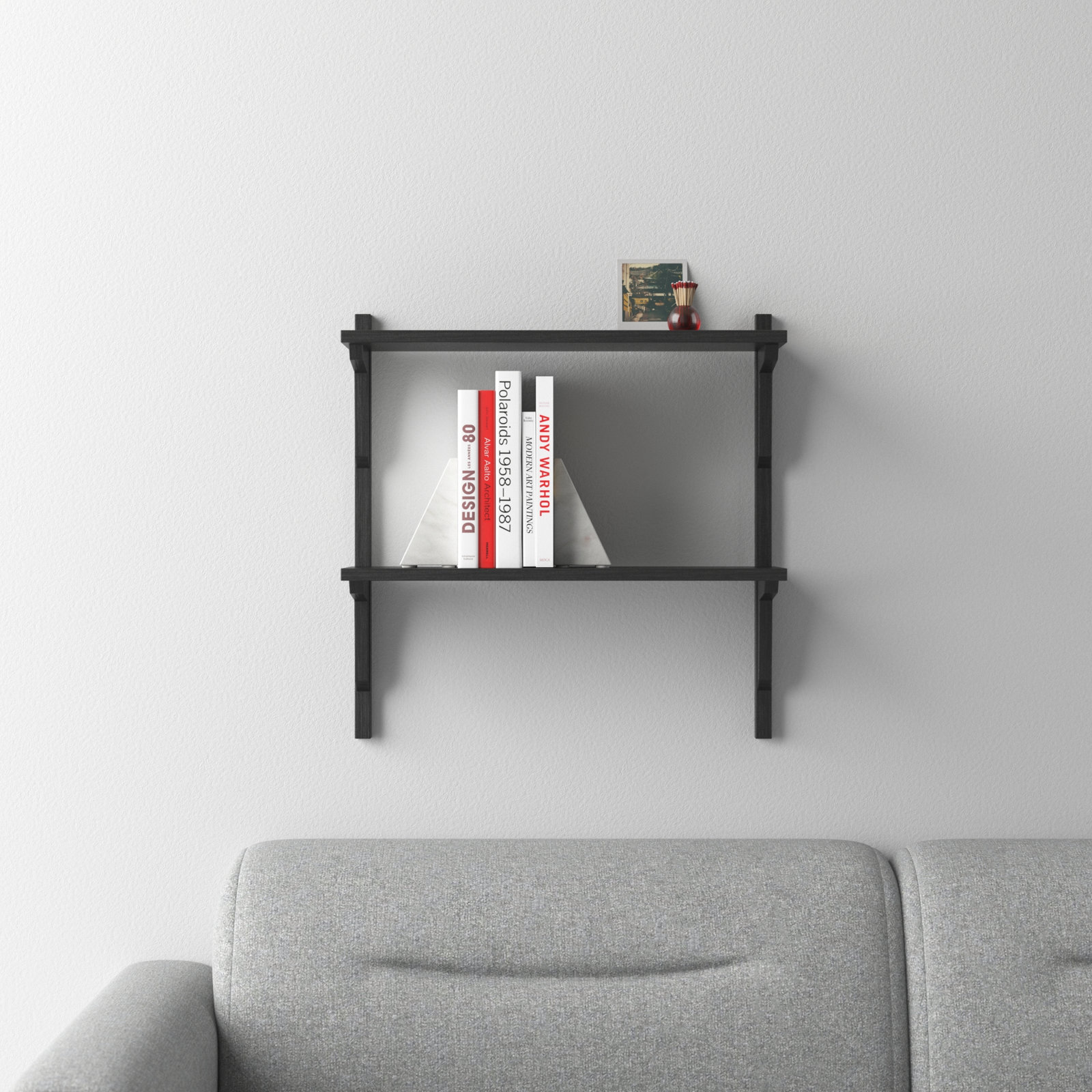 Baez Poplar Solid Wood Wall Shelf, Black