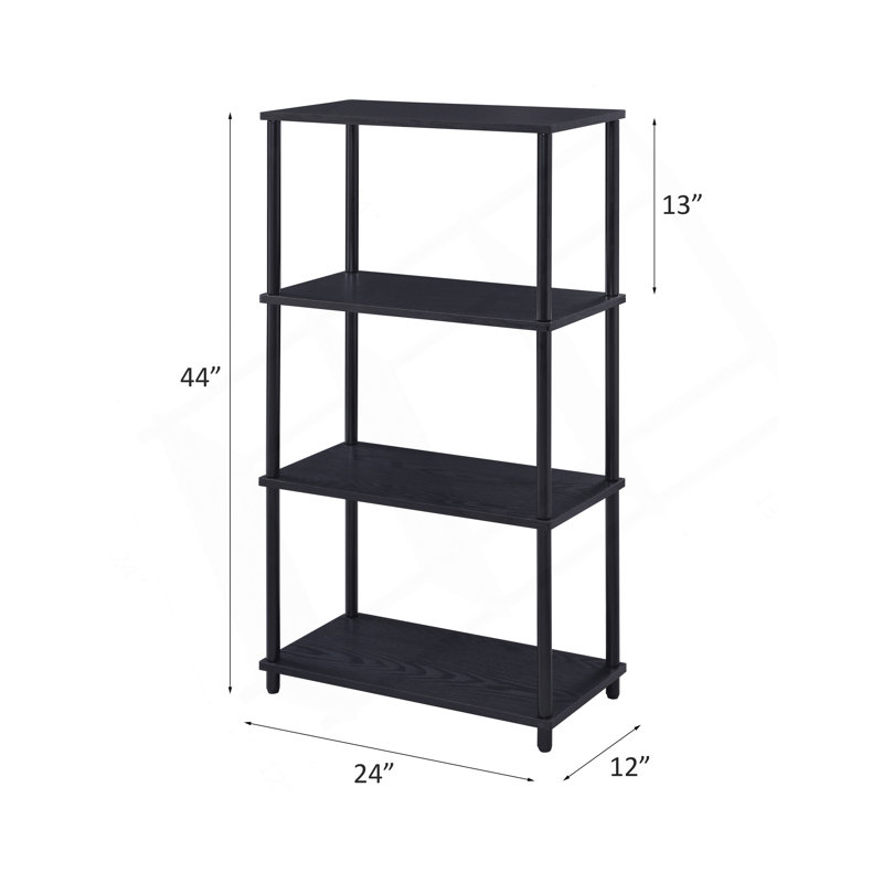 Bookshelf With 4 Shelf, (4 Shelves) 44"H x 24"W x 12"D, Black