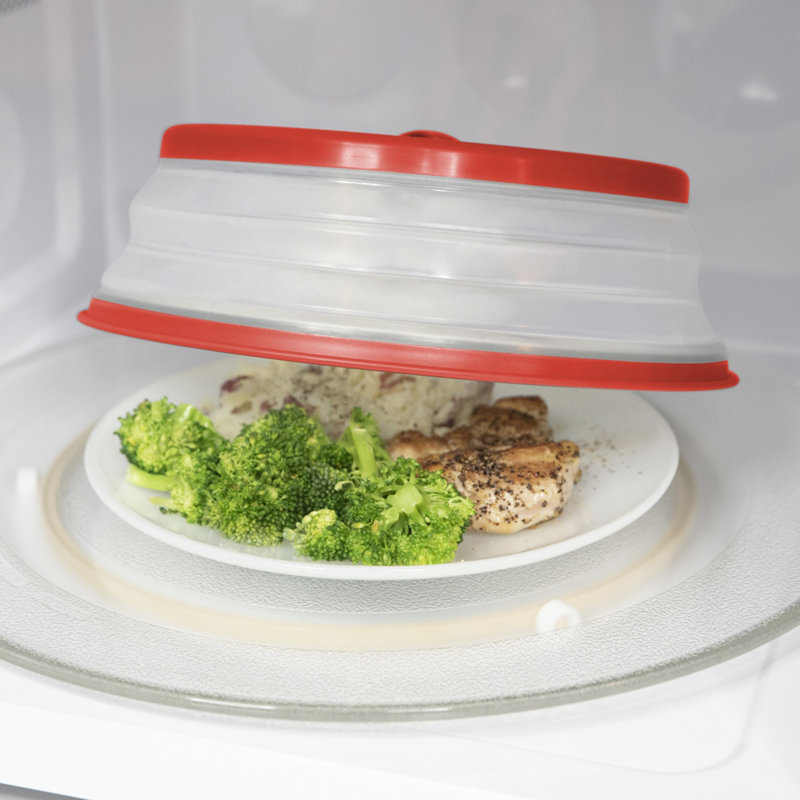Tovolo Collapsible Microwave Cover Set of 3 Small Medium Large Vented Silicone, Candy Apple, Red