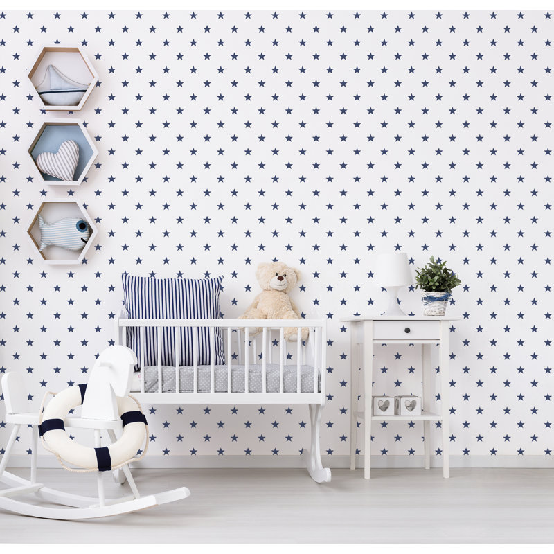 Galaxy 10m x 53cm Matte Wallpaper Roll, White/Navy Blue