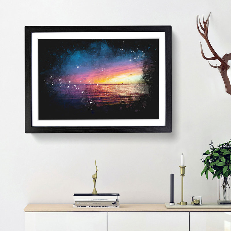 California Sunset - Framed Print, 33cm H x 45cm W x 2cm D, Black Framed