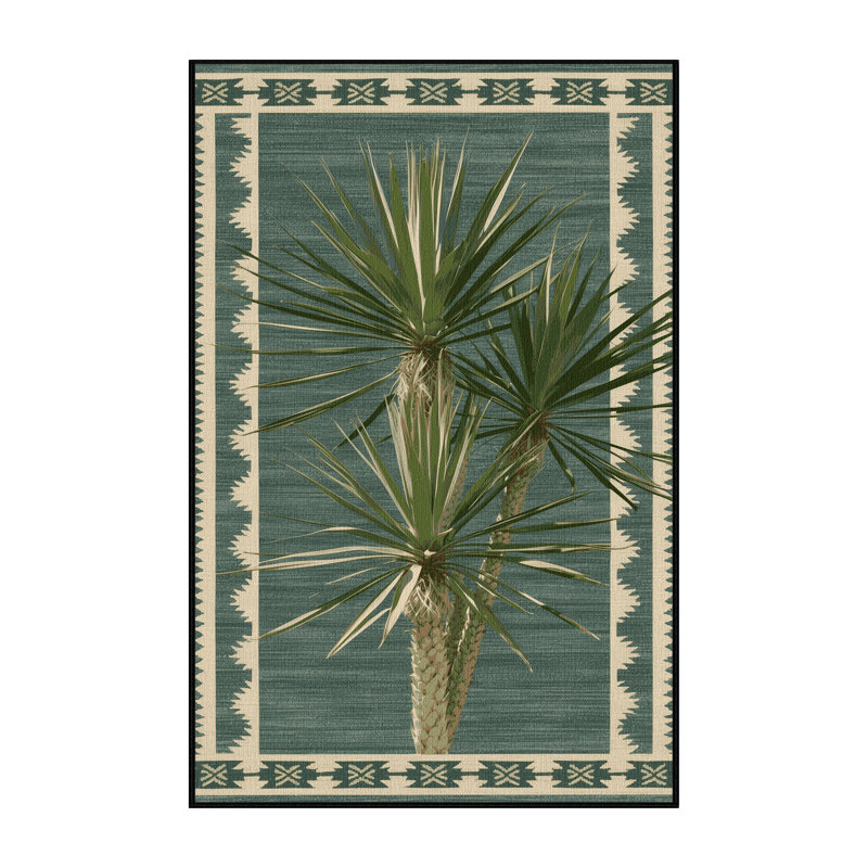 Washable Yucca Plant Southwestern Area Rug, Rectangle 4' x 6'