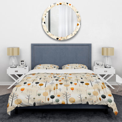 Minimalism Beige Ferns Pattern V Floral Duvet Cover