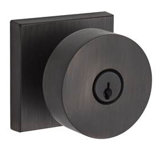 Contemporary Keyed Door Knob with Square Rosette