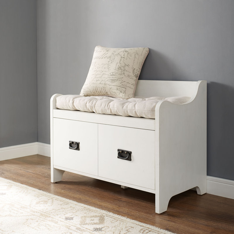 Banc de rangement à tiroirs Jones Street, Blanc vieilli