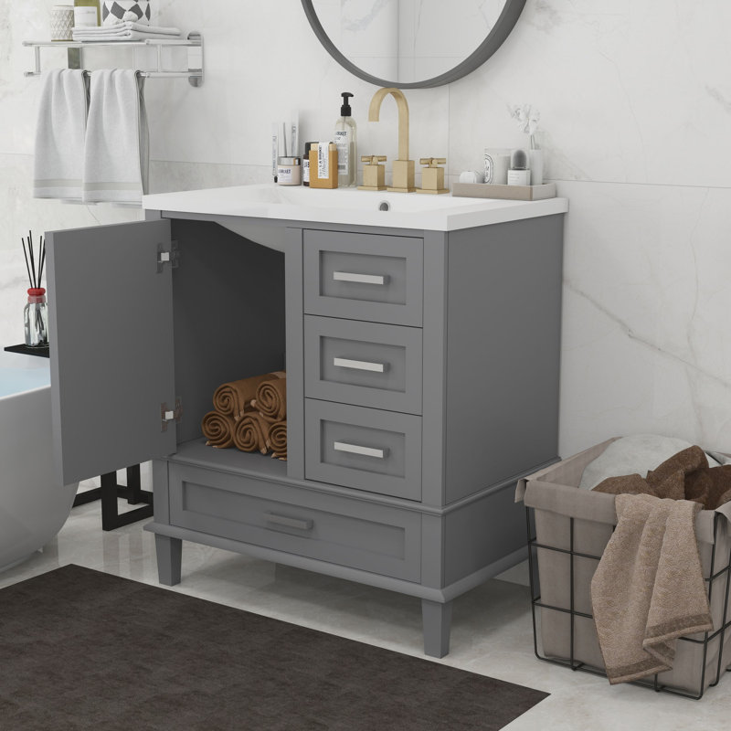 Meuble-lavabo simple avec plateau Sanfra 30, Gris