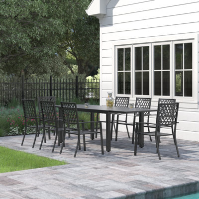 Armisha 8 - Person Patio Dining Set with Extendable Rectangular Table