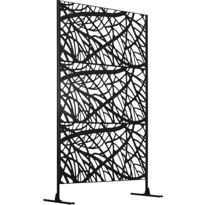 See-through Privacy Screen, 6.5ft. Decorative For Garden Walkway. Twisted Branch Pattern, Steel, Black, Portable, Weather- 6.5ft Steel Outdoor Fence Backyard, Walkway With