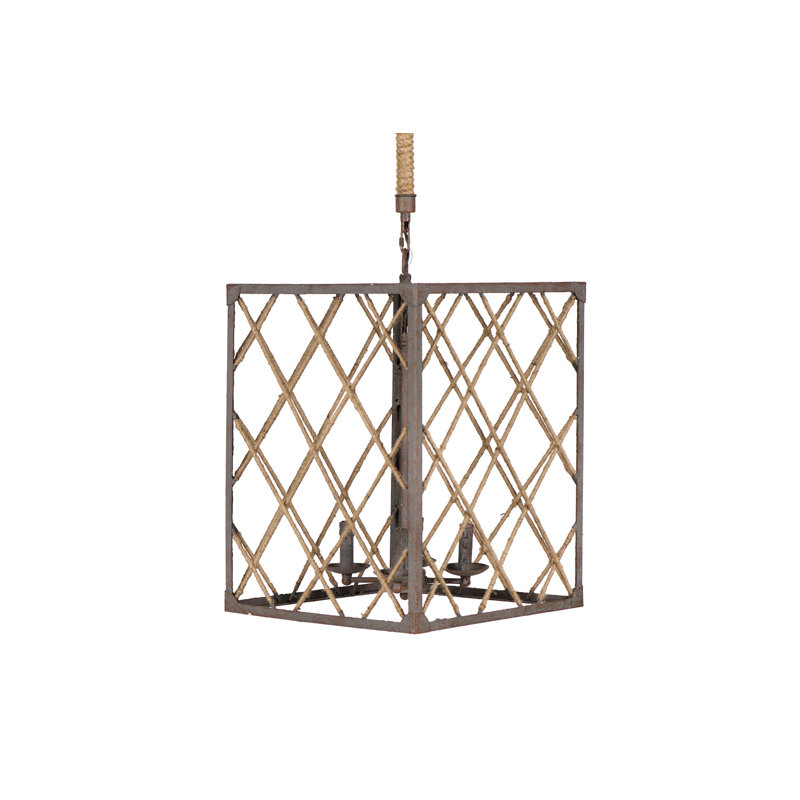 Rustic Metal and Jute Rope Ceiling Light