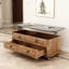 Table basse à plateau relevable avec rangement - Table centrale de style campagnard avec compartiment caché, 2 tiroirs et mécanisme de levage hydraulique pour le salon