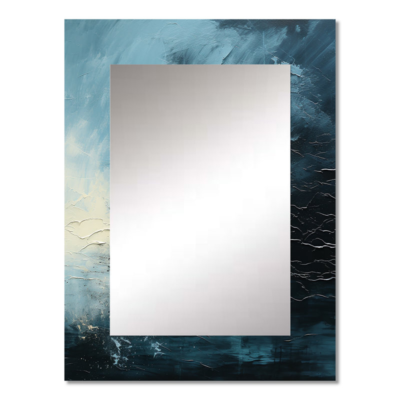 Minimalism Black And Blue Hurricane - Storms Decorative Mirror, Traditional Wall Mirror, Printed Metal Art, 32" x 24"