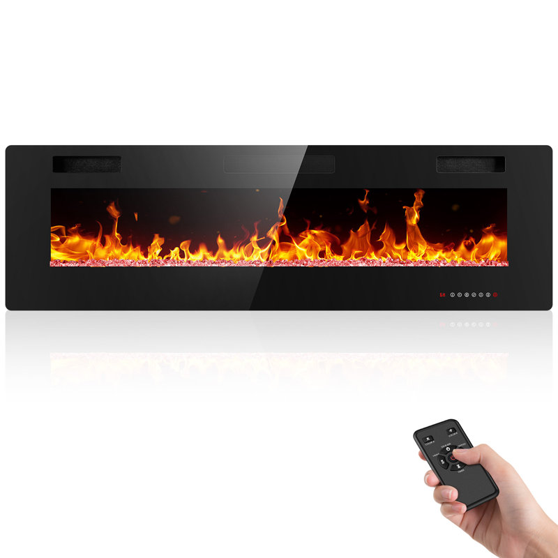 Ryele Electric Fireplace with Remote, 18.10" H x 60.08" W x 3.80" D