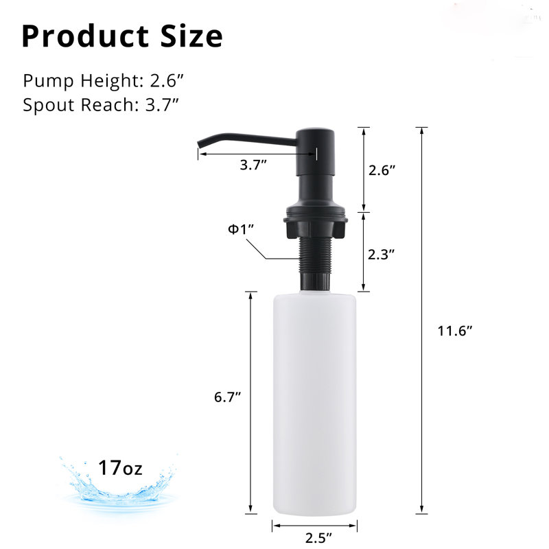 Black Stainless Steel Sink Mounted Soap Dispenser