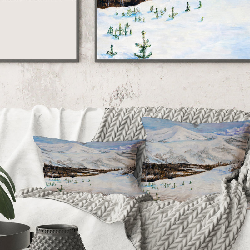 Paysage d'hiver avec housse de coussin rectangulaire