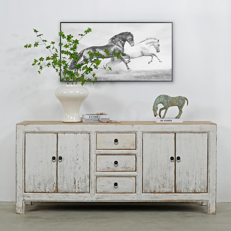 Shandong Ming 79'' W Solid Wood Sideboard