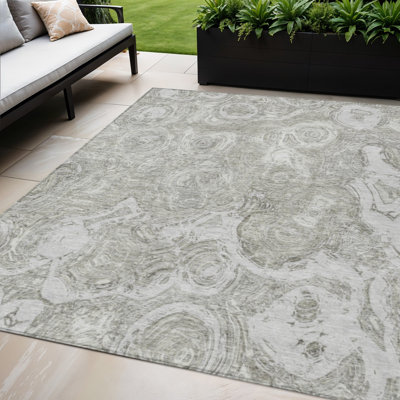 Tapis extérieur lavable abstrait taupe et beige 5 pi x 8 pi ivoire